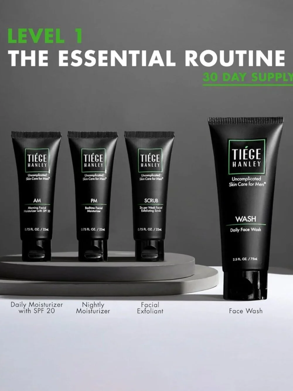 Essential Men's Skincare Set - 30-Day 4-Piece Kit for Healthy Skin & Grooming